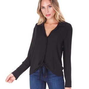 1.State Button Down Tie Front Blouse
